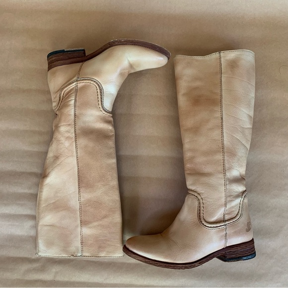 Felmini Boots 36 6 Brown Tan Leather Flat Western - Picture 3 of 11